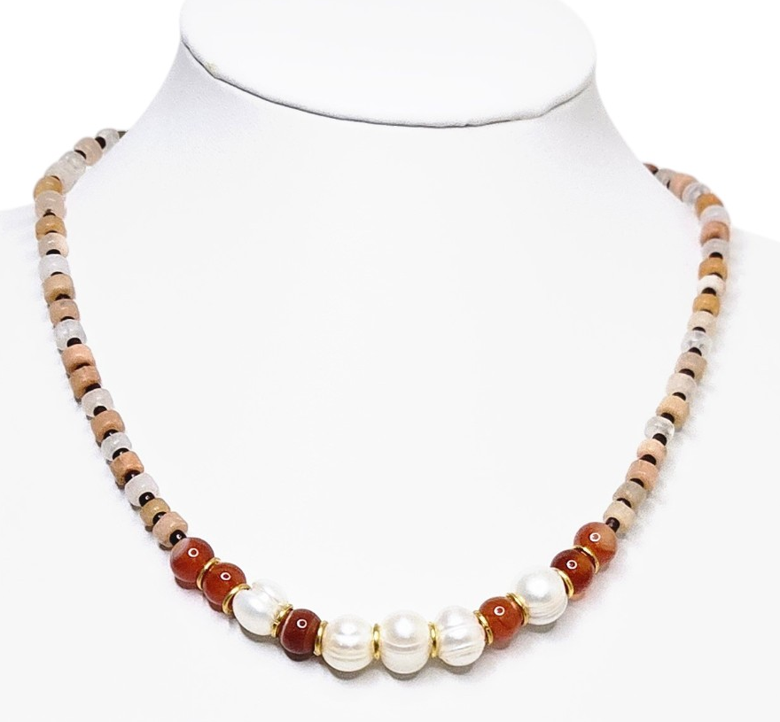 Elegant River Pearl & Aventurine Necklace