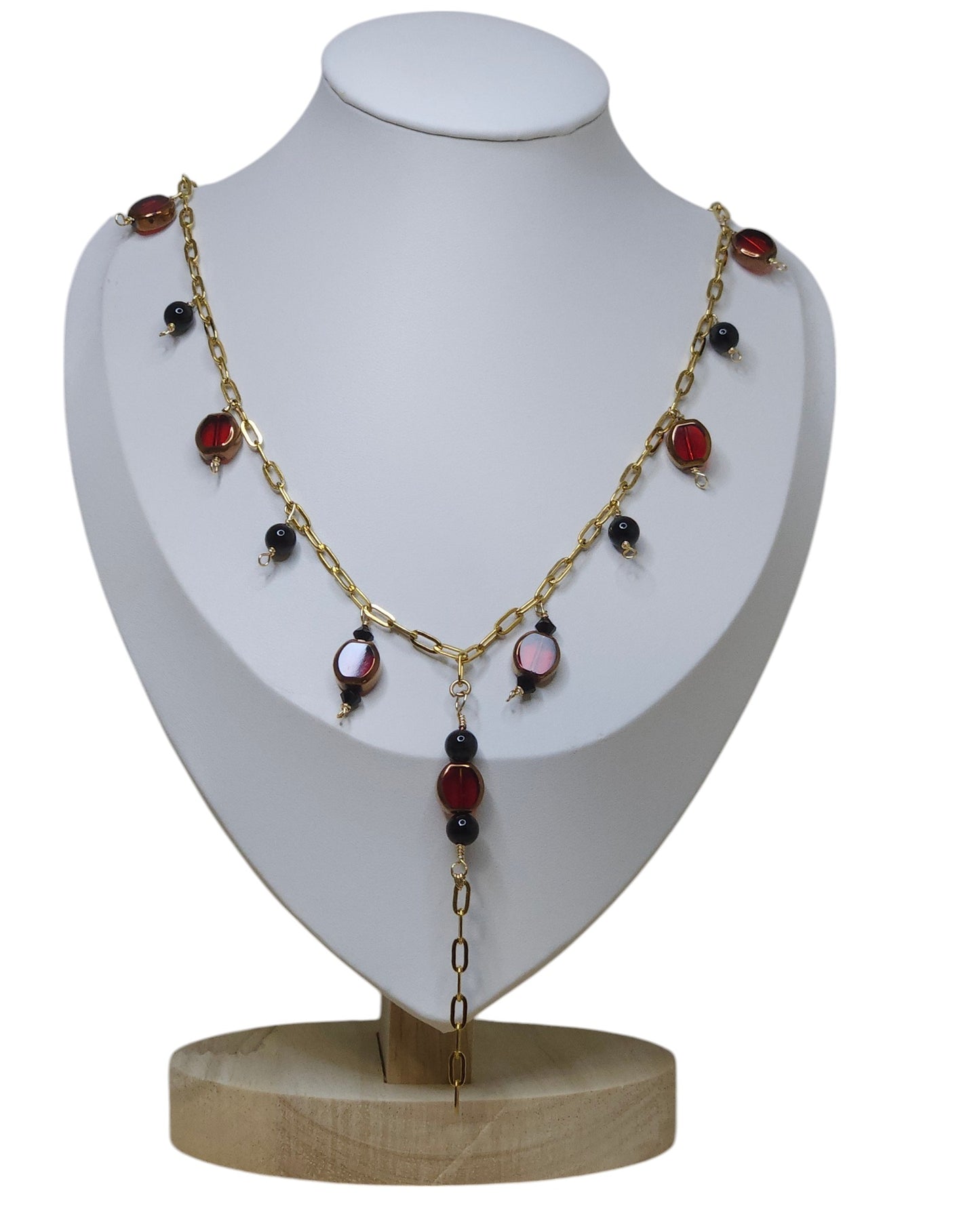 Long Sexy Red and black long necklace with crystals