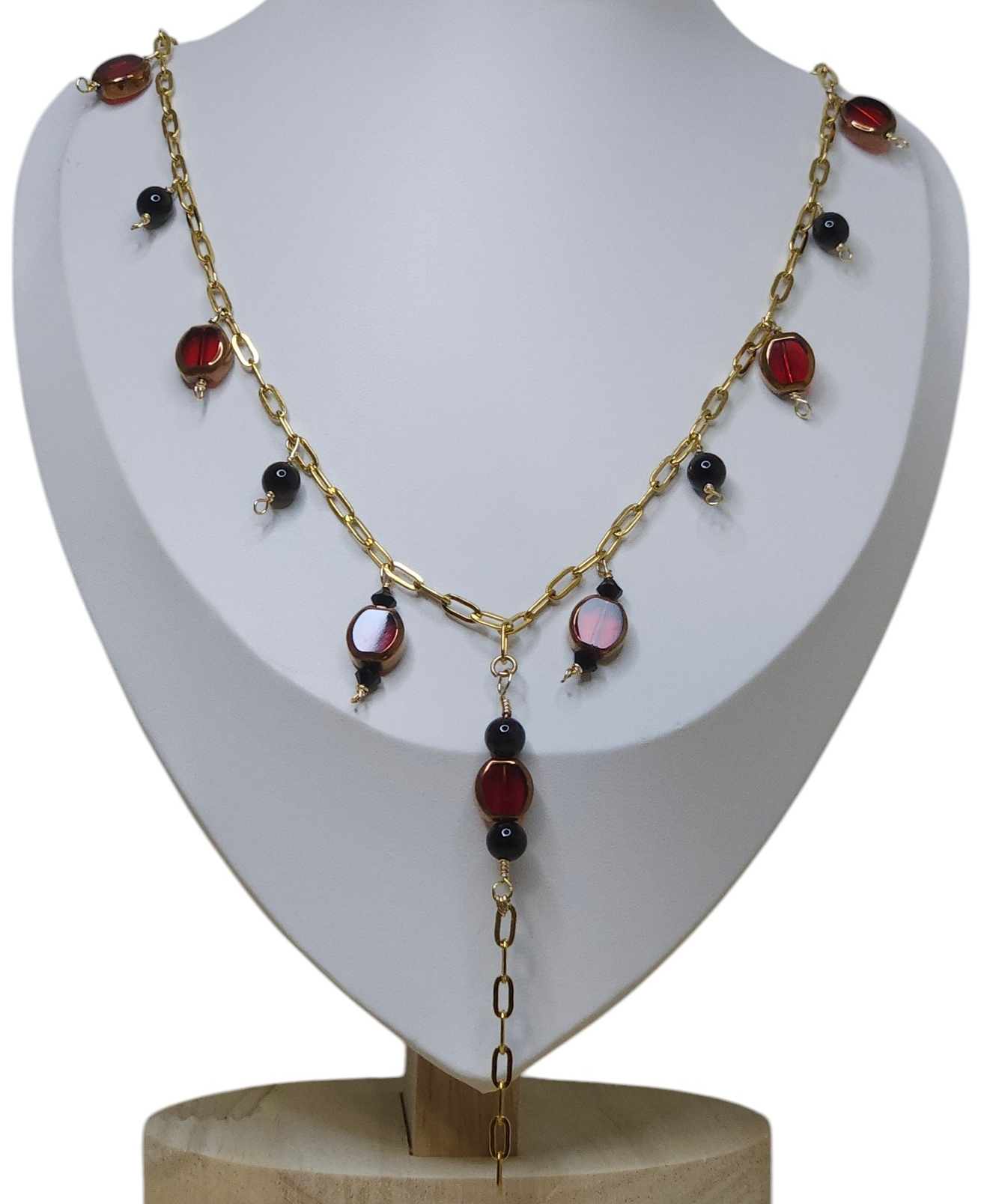Long Sexy Red and black long necklace with crystals