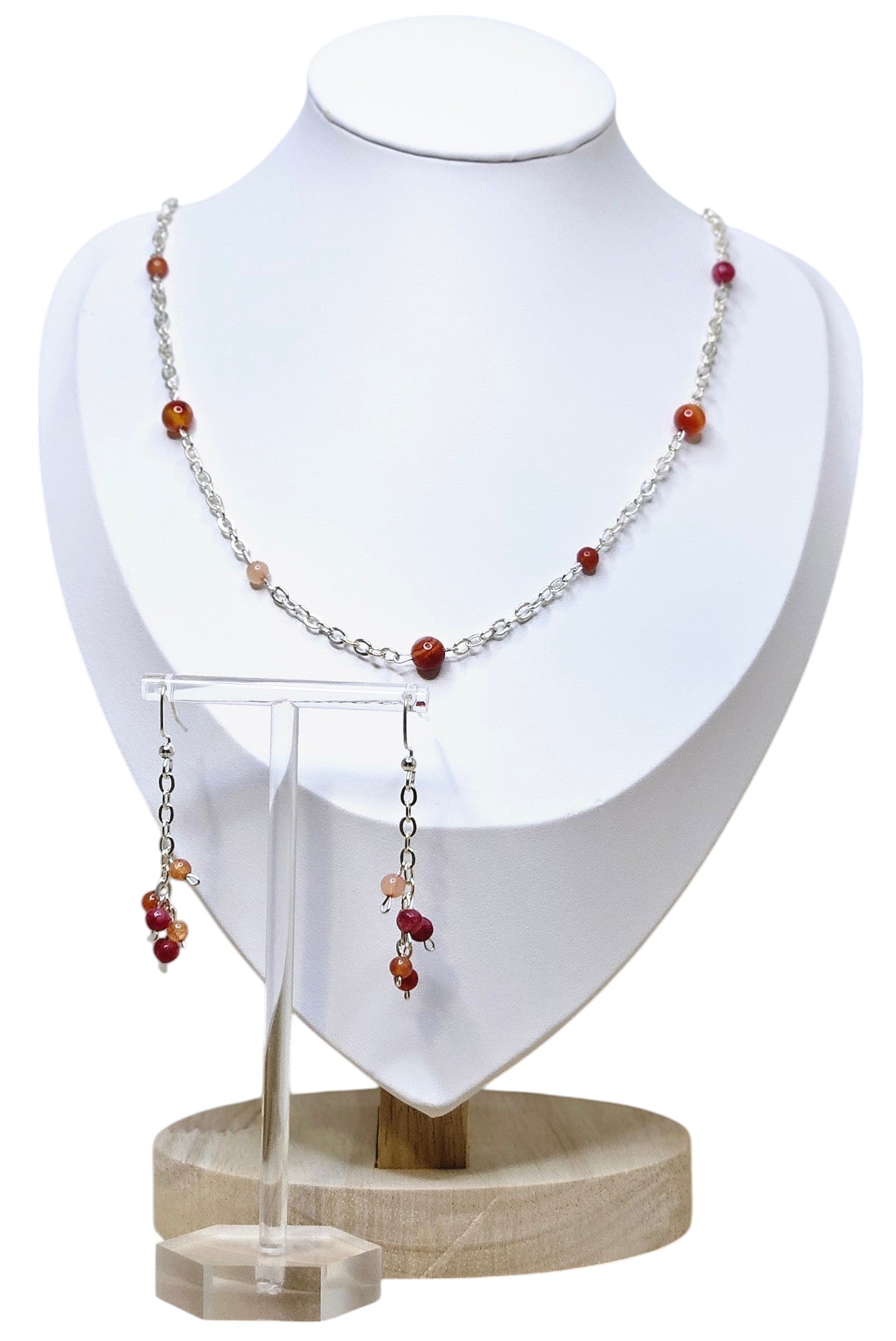 Natural Peach Aventurine Natural Round Strung Bead Jewelry Set