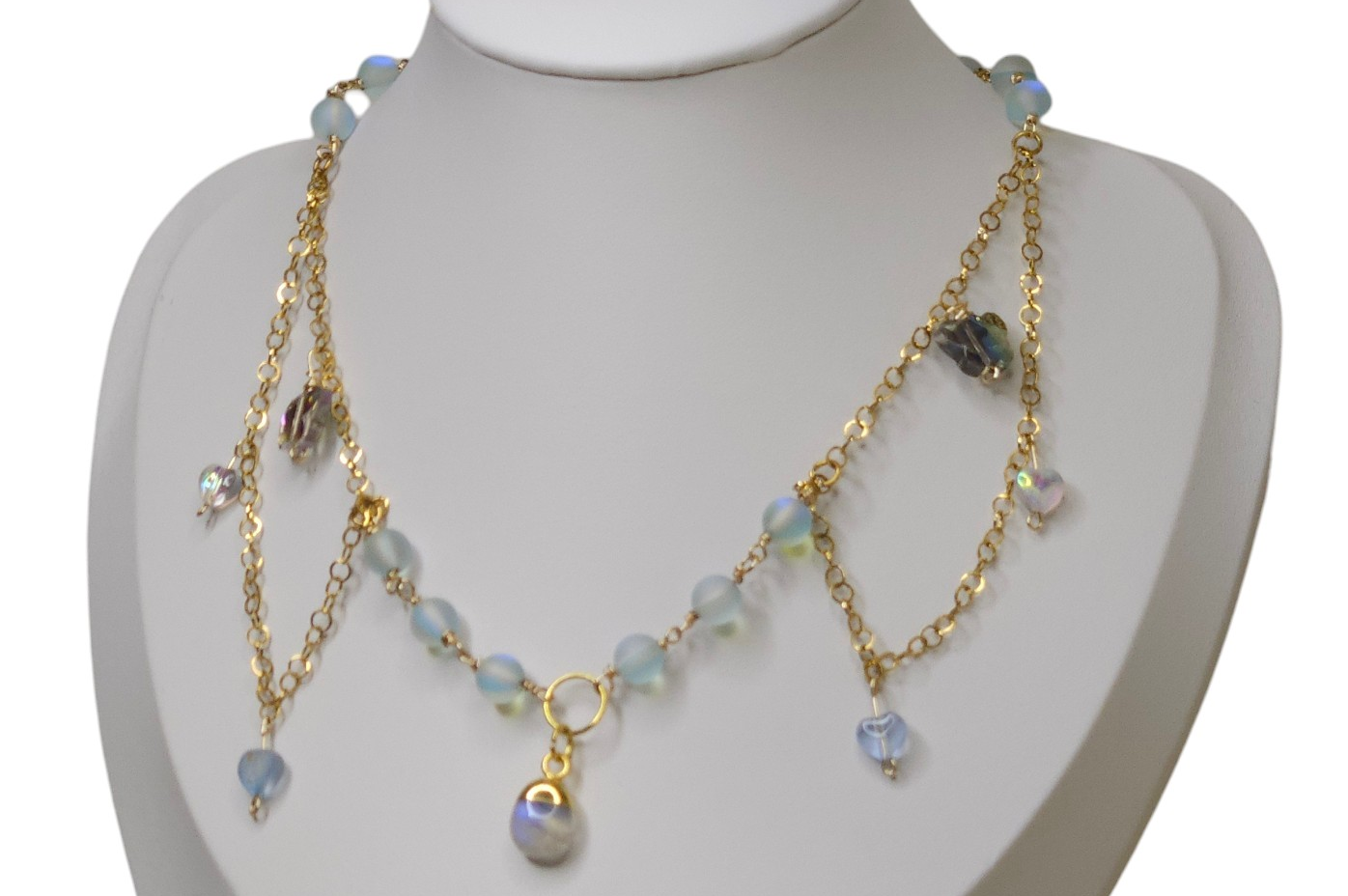 Ethereal Cascade Opal Multi-Chain Necklace
