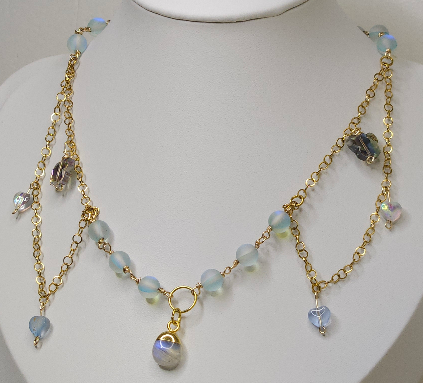 Ethereal Cascade Opal Multi-Chain Necklace