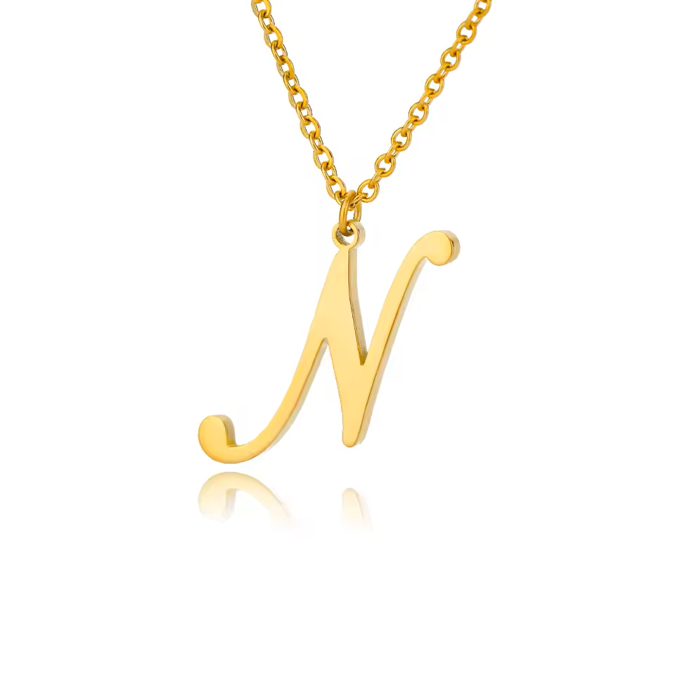Dainty Initial Letter Necklaces For Women Gold Color Minimalist Stainless Steel Initial Necklace