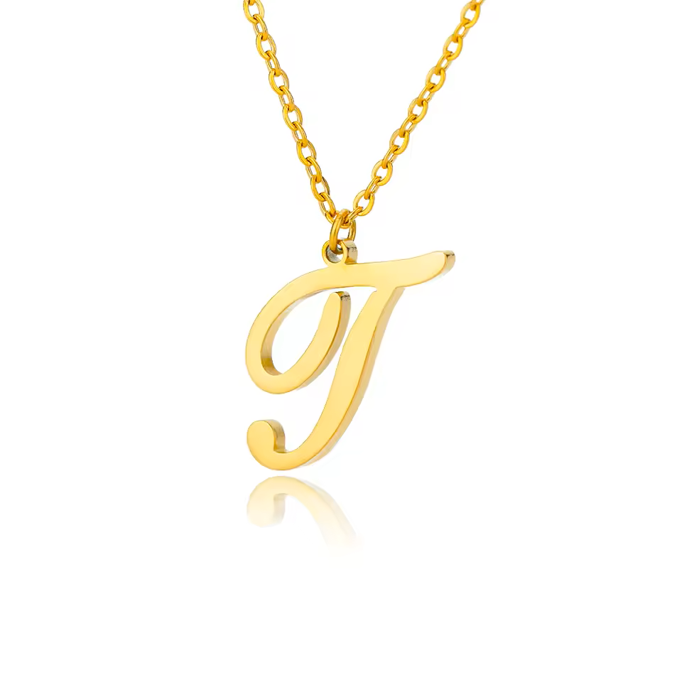 Dainty Initial Letter Necklaces For Women Gold Color Minimalist Stainless Steel Initial Necklace
