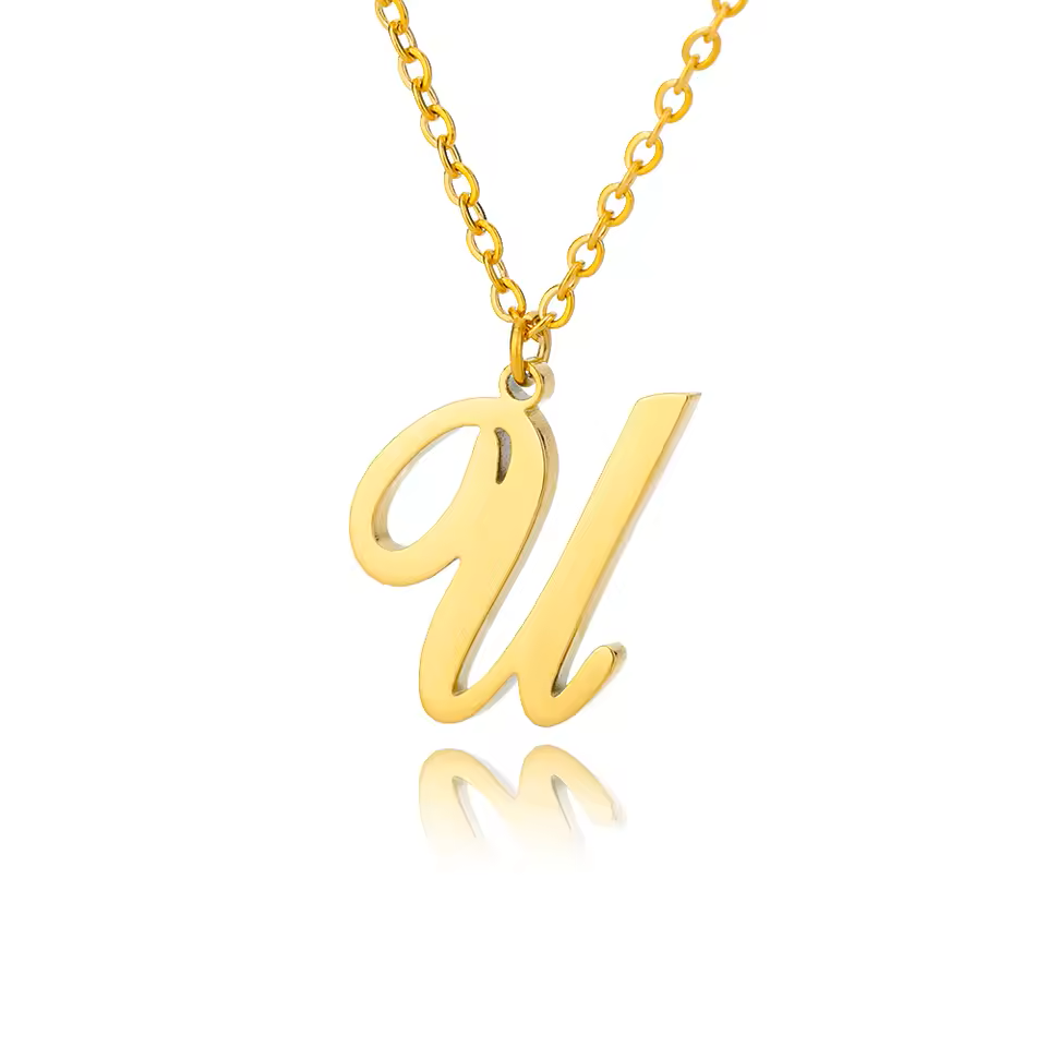 Dainty Initial Letter Necklaces For Women Gold Color Minimalist Stainless Steel Initial Necklace