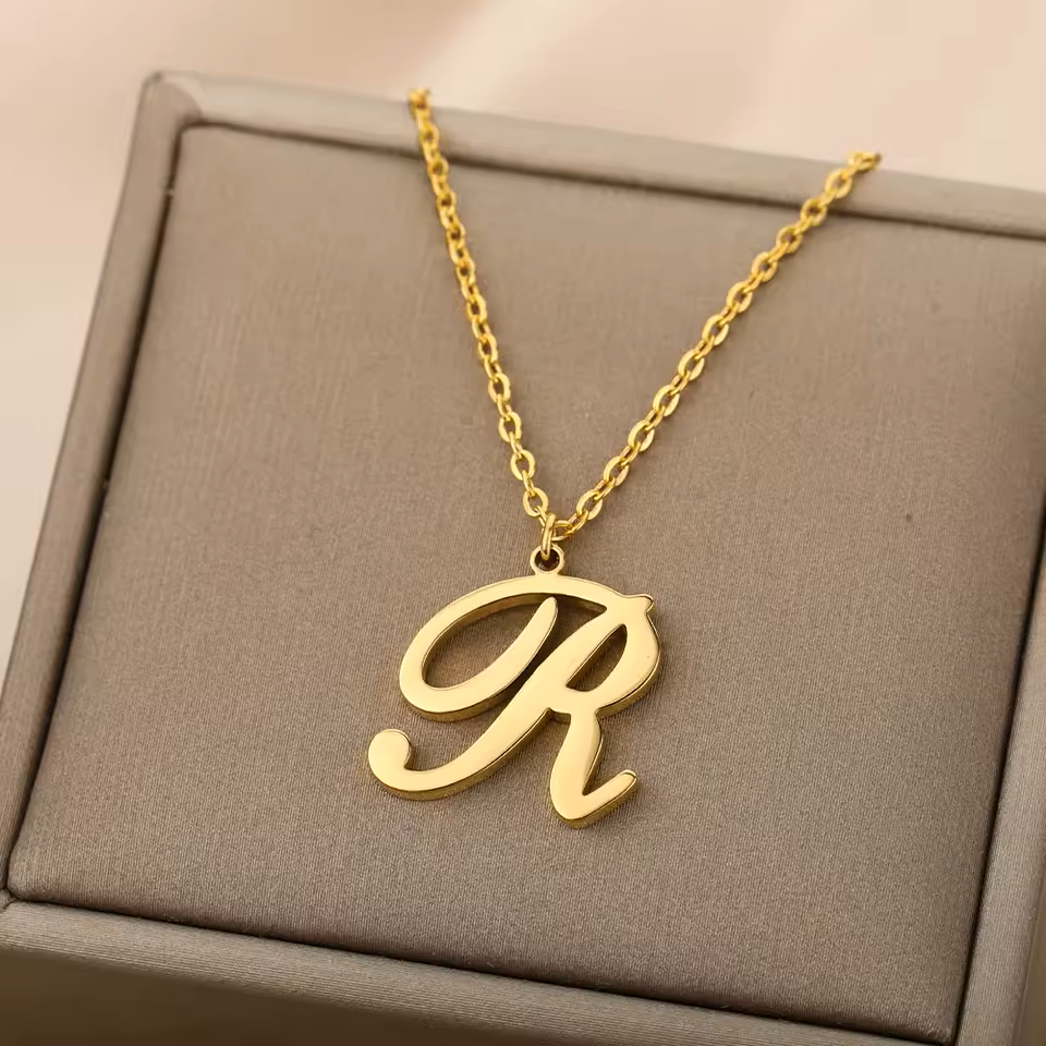 Dainty Initial Letter Necklaces For Women Gold Color Minimalist Stainless Steel Initial Necklace