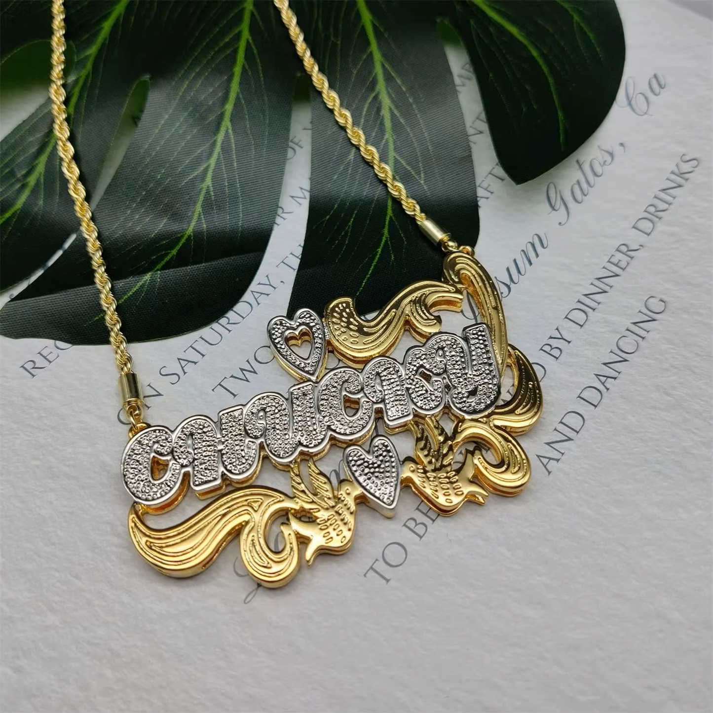 Double Plate 3D Custom Name Necklace
