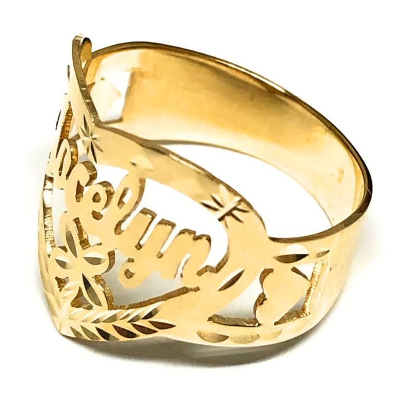 Custom Name Heart shaped Ring High Quality Stainless Steel Jewelry