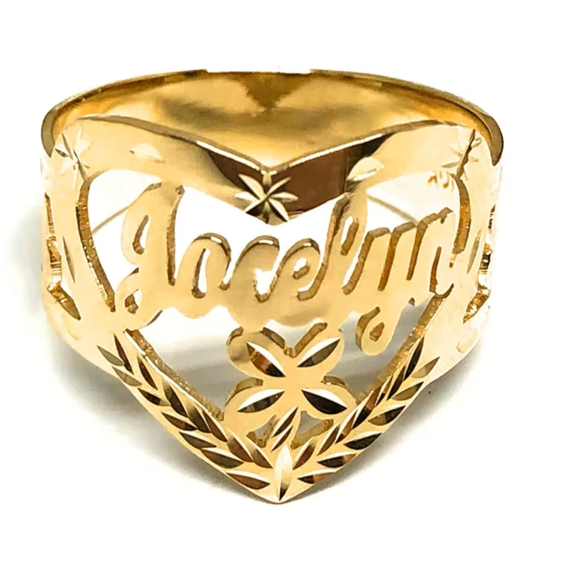 Custom Name Heart shaped Ring High Quality Stainless Steel Jewelry