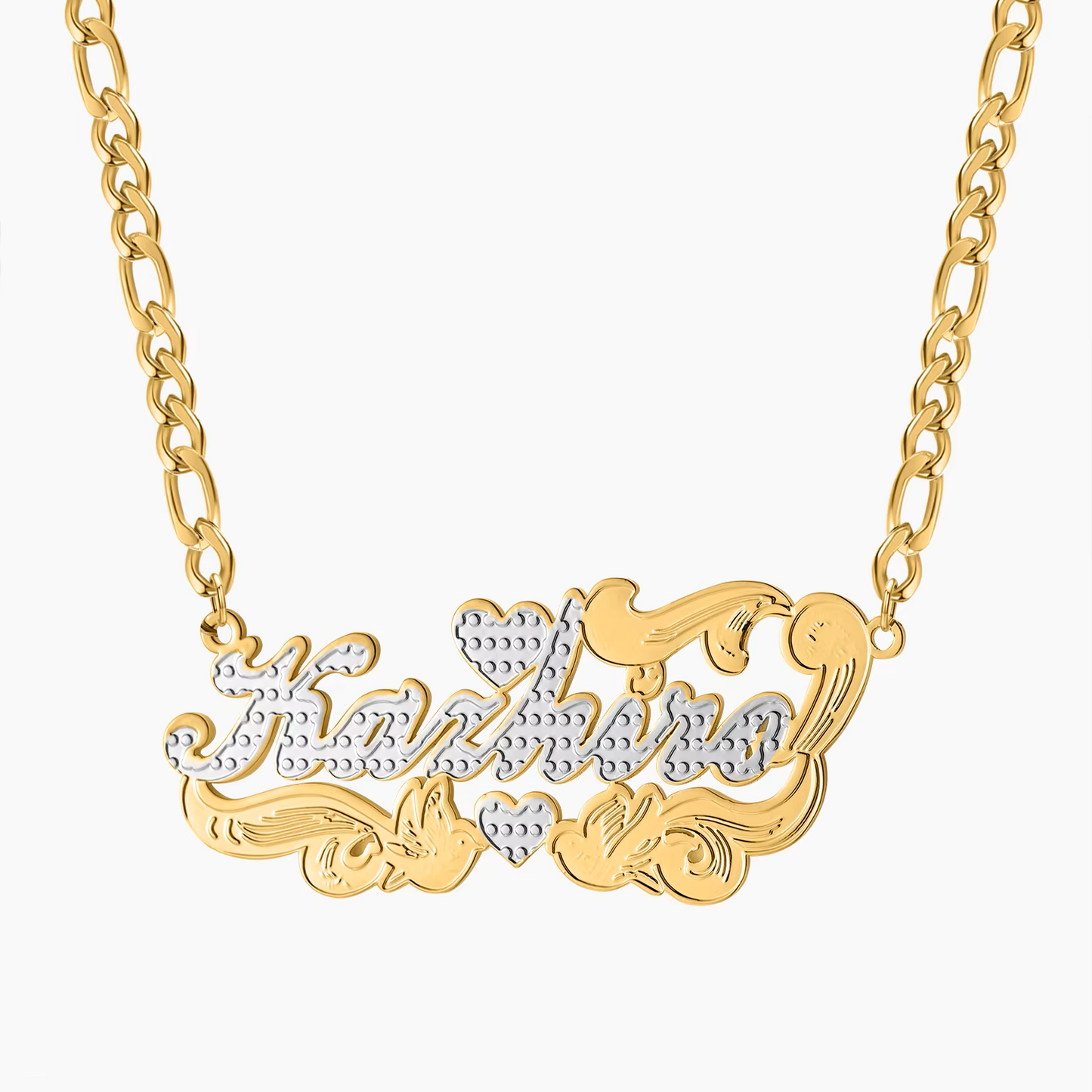 Double Plate 3D Custom Name Necklace