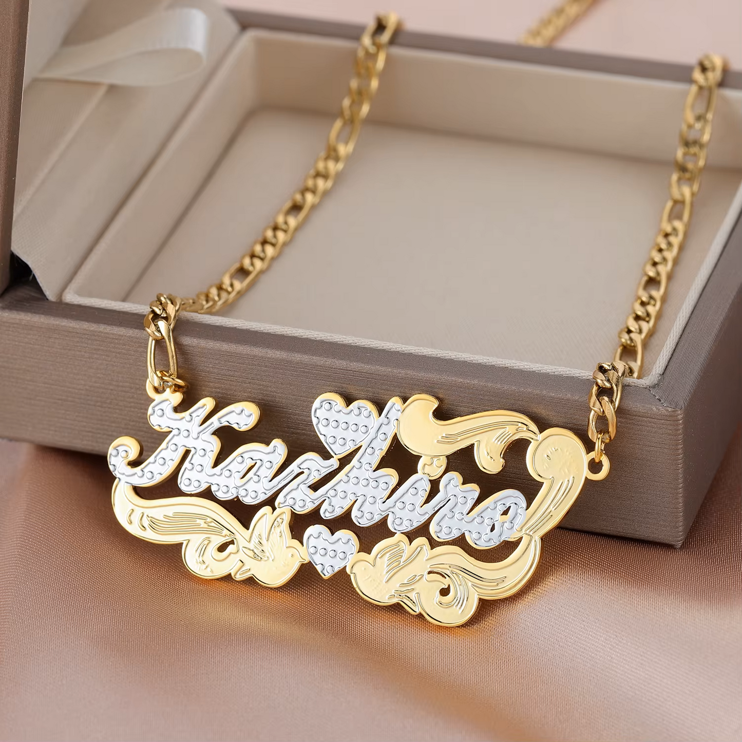 Double Plate 3D Custom Name Necklace