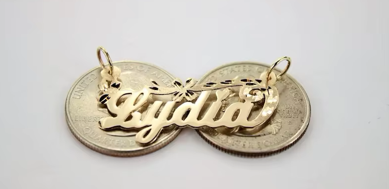 Girl Custom Name Pendant and chain Stainless steel 14K Gold plated