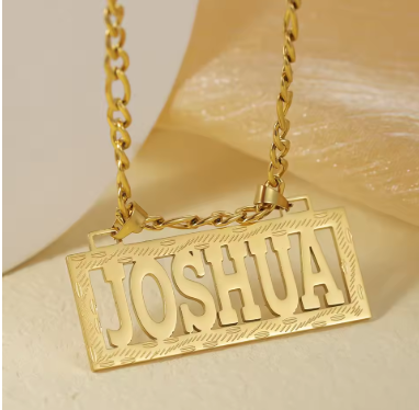 Custom Name Men Necklace Stainless steel 316L 18k Gold plated