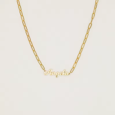 Paper Clip Gold Chain Custom Pendant Choker Necklace