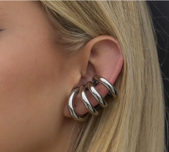 Chunky Earring Stud Nonpierced Stainless Steel Geometric Stud Earrings