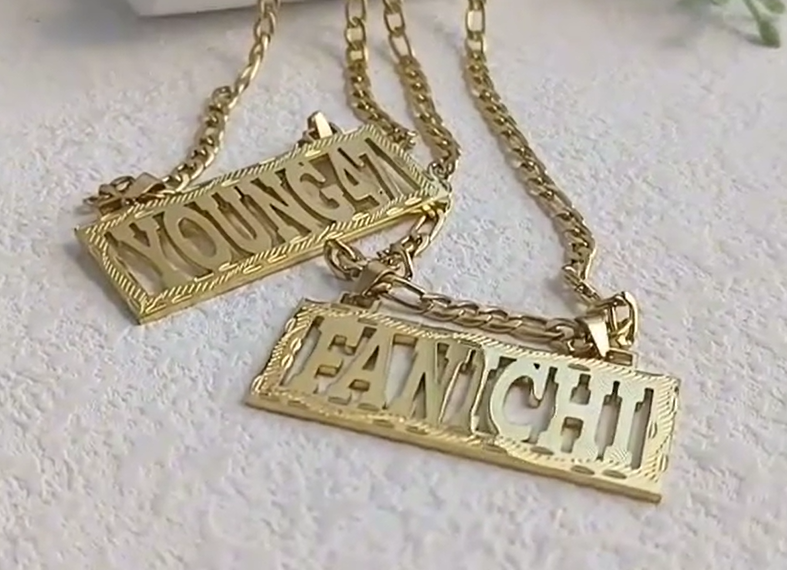 Custom Name Men Necklace Stainless steel 316L 18k Gold plated