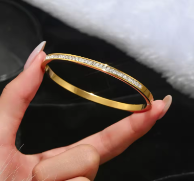 4 Styles Stainless Steel Bracelet , Four-Leaf Clover Lucky Cuff