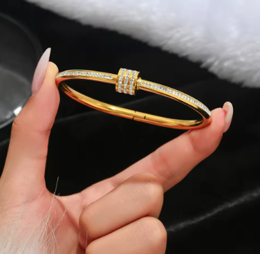 4 Styles Stainless Steel Bracelet , Four-Leaf Clover Lucky Cuff