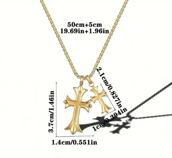Small Double Cross Pendant Necklace for Women