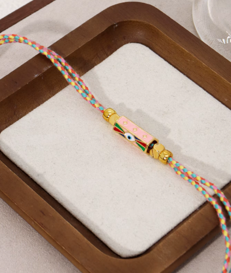 Braided Rope Pendant Necklace with Letter Charms for Women