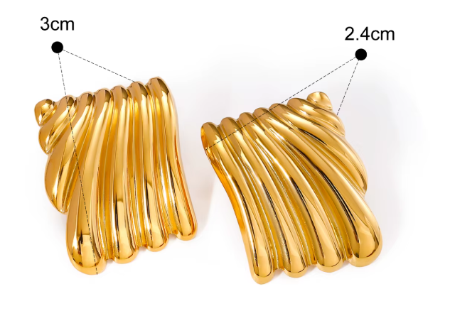 Stainless Steel Sunnie Earrings Striking Ribbed