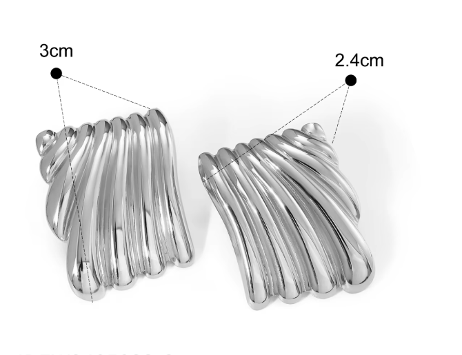 Stainless Steel Sunnie Earrings Striking Ribbed