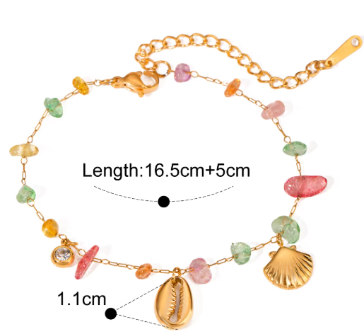 Colored Crushed Stone Shell Starfish Jewelry Set