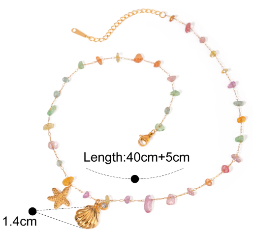 Colored Crushed Stone Shell Starfish Jewelry Set