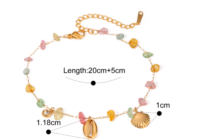 Colored Crushed Stone Shell Starfish Jewelry Set