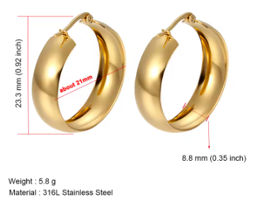 Chunky Hoop Earrings For Women Wide Round Earrings Hoops