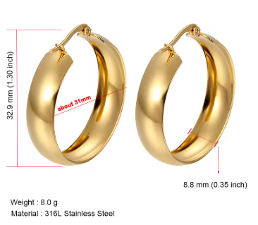 Chunky Hoop Earrings For Women Wide Round Earrings Hoops