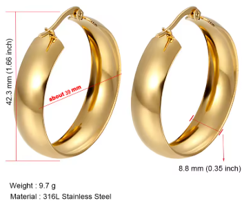 Chunky Hoop Earrings For Women Wide Round Earrings Hoops