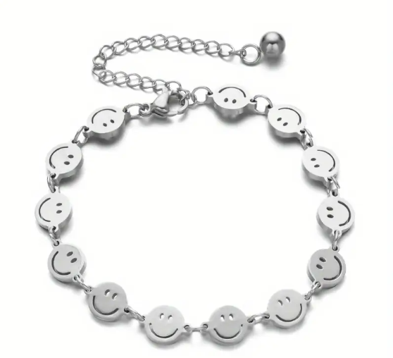 Smiling Face Charm Bracelet Stainless Steel 18k Gold Plated