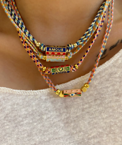 Braided Rope Pendant Necklace with Letter Charms for Women