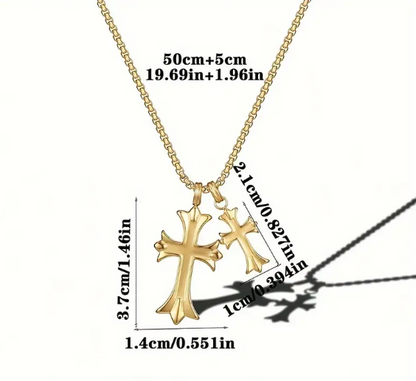 Small Double Cross Pendant Necklace for Women