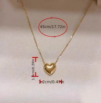 18K Golden Plated Stainless Steel Heart Pendant Necklace for Women