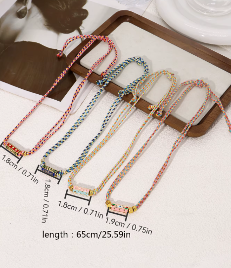 Braided Rope Pendant Necklace with Letter Charms for Women