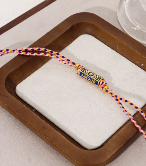 Braided Rope Pendant Necklace with Letter Charms for Women