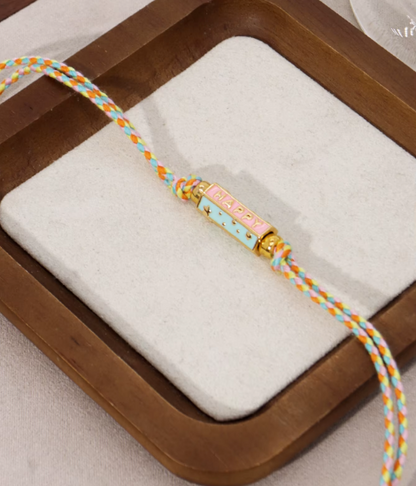 Braided Rope Pendant Necklace with Letter Charms for Women