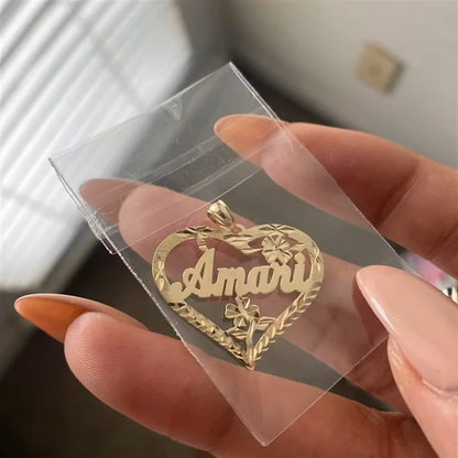 14k Gold Nameplate, Personalized Heart Name Plate